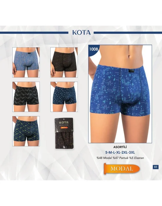 Kota Erkek Baskılı Modal Karışık Boxer