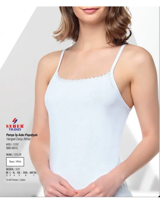 Seher Bayan Penye İp Askı Papatyalı Atlet