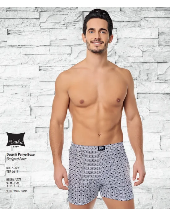 Tutku Erkek Penye Desenli Boxer