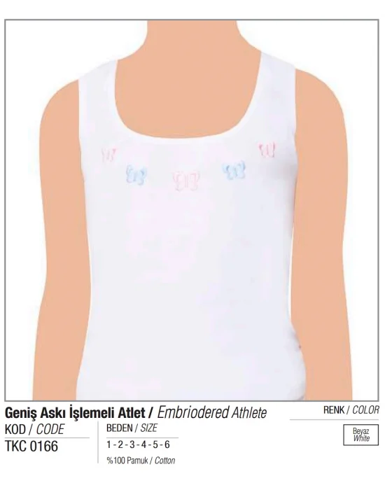 Tutku Kız Geniş Askılı İşlemeli Atlet