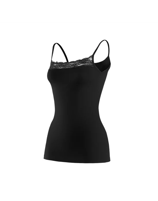 Yıldız Likralı Dantelli Atlet Siyah