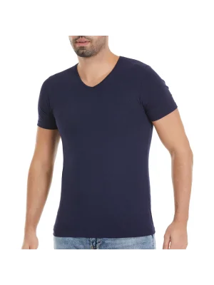 Yıldız Modal V Yaka T-Shirt Lacivert