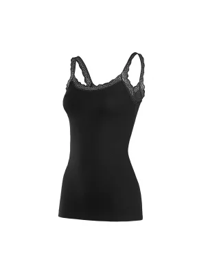 Yıldız Likralı Askıları Dantelli Atlet Siyah