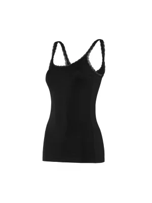 Yıldız Likralı Askıları İnce Dantelli Atlet Siyah