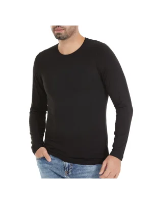 Yıldız Bambu Erkek O Yaka Uzun Kol Siyah Fanila