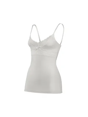 Yıldız Likralı Ayarlı Askılı Dantelli Atlet Ekru