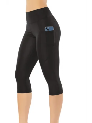 Kota Bayan Yüksek Bel Cep Detaylı Disko Kapri Tayt