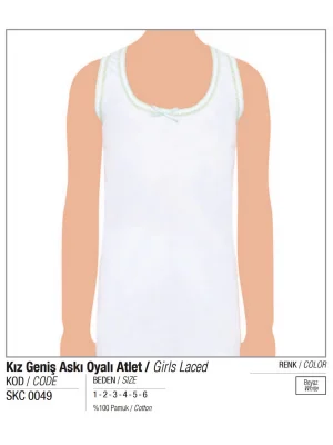 Seher Kız Geniş Askılı Oyalı Atlet