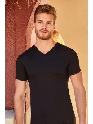 BERRAK 1006 ERKEK V YAKA SİYAH ATLET