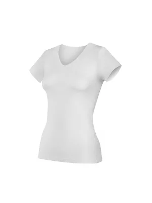 Yıldız Likralı V Yaka Kısa Kol Beyaz