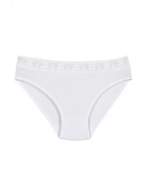 Yıldız Likralı Beli Dantelli Bikini Beyaz