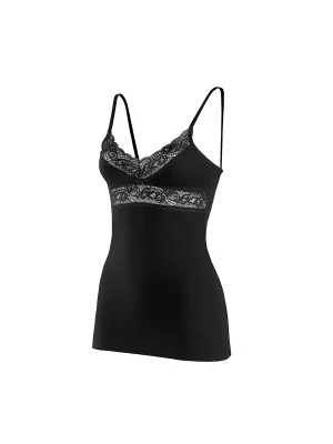 Yıldız Likralı Ayarlı Askılı Dantelli Atlet Siyah