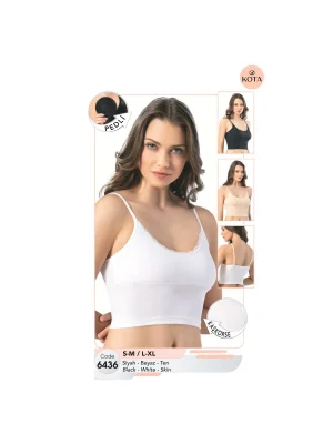 Kota Bayan Kaşkorse Tırnak Dantelli İp Askılı Krop