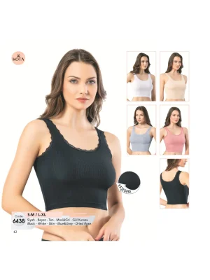 Kota Bayan Kaşkorse Tırnak Dantelli Geniş Askılı Krop