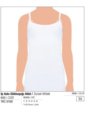 Tutku Kız İp Askı Güpür İşlemeli Atlet