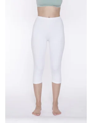 Yıldız Likralı Kapri Tayt Battal Beyaz
