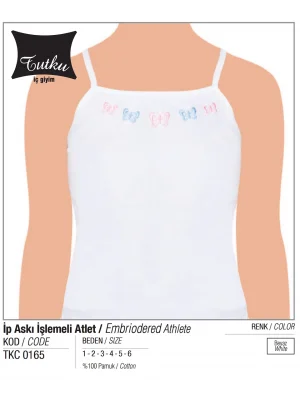 Tutku Kız İp Askılı İşlemeli Atlet