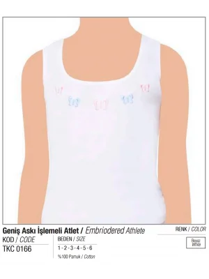 Tutku Kız Geniş Askılı İşlemeli Atlet