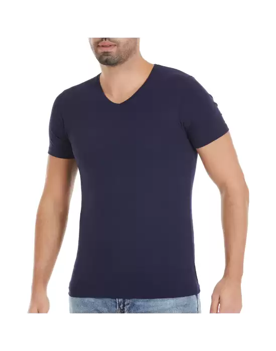 Yıldız Modal V Yaka T-Shirt Lacivert