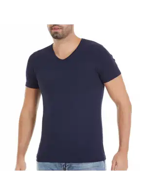 Yıldız Modal V Yaka T-Shirt Lacivert