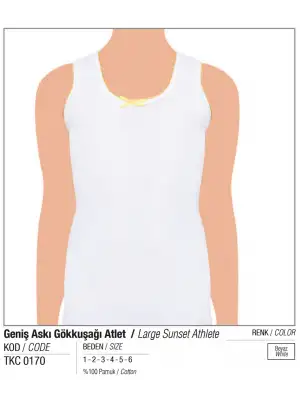 Tutku Kız Geniş Askı Güpür İşlemeli Atlet