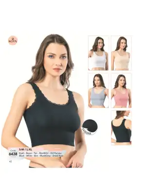 Kota Bayan Kaşkorse Tırnak Dantelli Geniş Askılı Krop