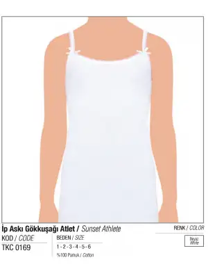 Tutku Kız İp Askı Güpür İşlemeli Atlet