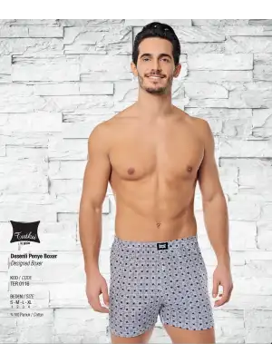 Tutku Erkek Penye Desenli Boxer