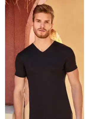 BERRAK 1006 ERKEK V YAKA SİYAH ATLET (RESİMLİ PAKET)