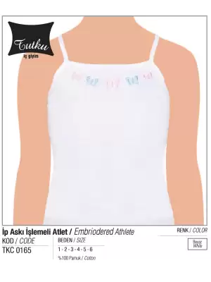 Tutku Kız İp Askılı İşlemeli Atlet