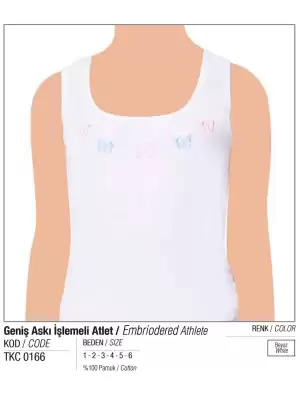 Tutku Kız Geniş Askılı İşlemeli Atlet