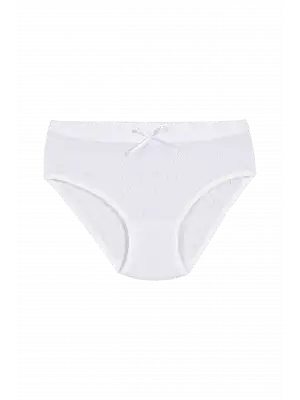 Yıldız Ribana Kız Kalpli Külot Beyaz