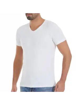 Yıldız Modal V Yaka T-Shirt Beyaz