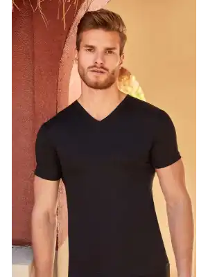 BERRAK 1006 ERKEK V YAKA SİYAH ATLET