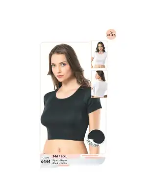 Kota Bayan Raporlu Yarım Kollu Krop