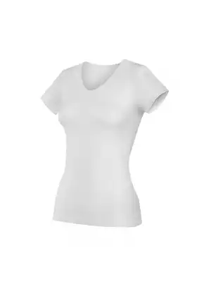 Yıldız Likralı V Yaka Kısa Kol Beyaz