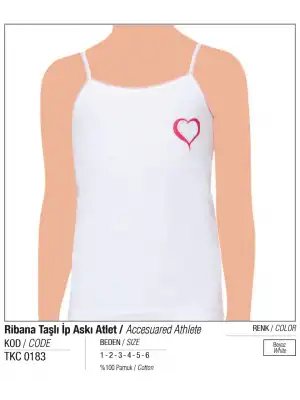 Tutku Kız Taşlı Ribana İp Askılı Atlet