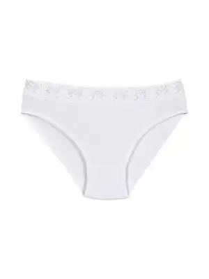 Yıldız Likralı Beli Dantelli Bikini Beyaz