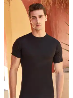 BERRAK 1005 ERKEK SİYAH O YAKA ATLET (RESİMLİ PAKET)