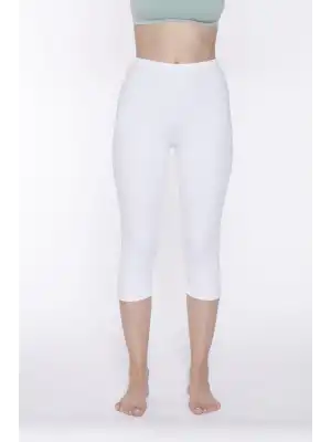 Yıldız Likralı Kapri Tayt Battal Beyaz