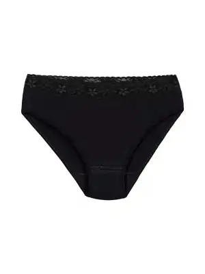 Yıldız Likralı Beli Dantelli Bikini Siyah