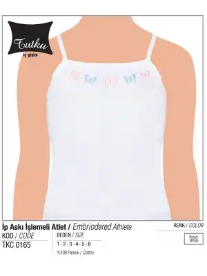 Tutku Kız İp Askılı İşlemeli Atlet