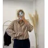 Oversize Dikey Çizgili Poplin Gömlek - Kahve Bej