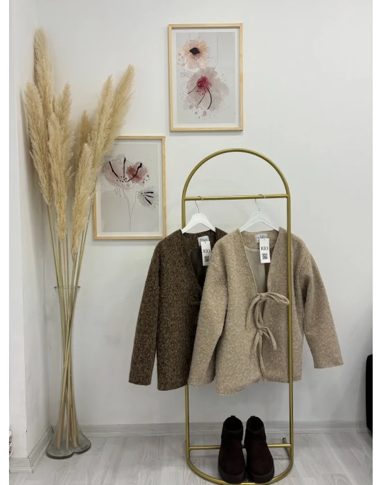 Önü Bağlamalı Yumuşak Dokulu Hırka