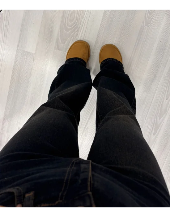 Siyah Yüksek Bel Bootcut/Hafif Geniş Paça Jean