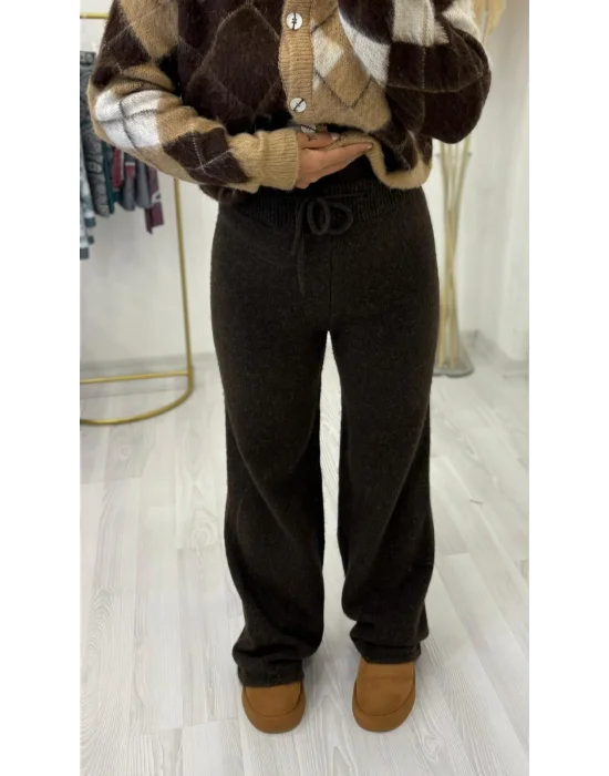 Yumuşak Örgü Geniş Paça Rahat Kesim Pantolon