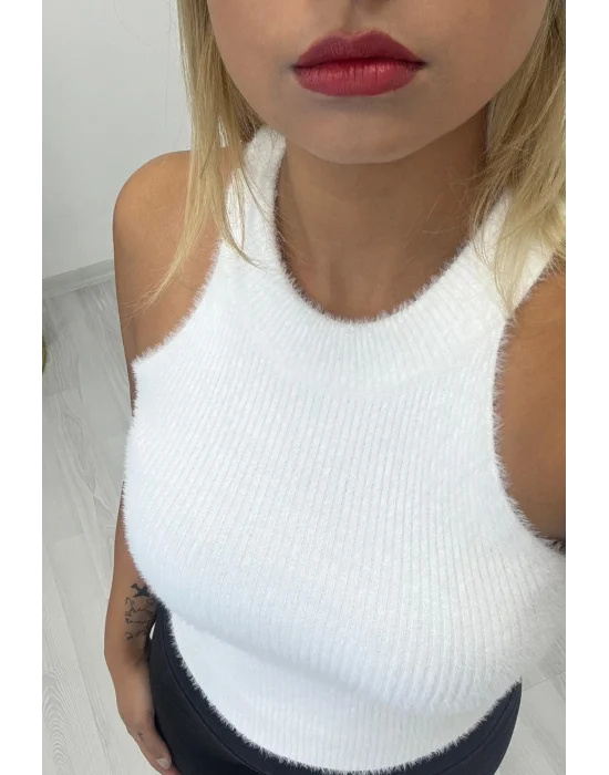 Beyaz Tüylü Ribana Triko Atlet