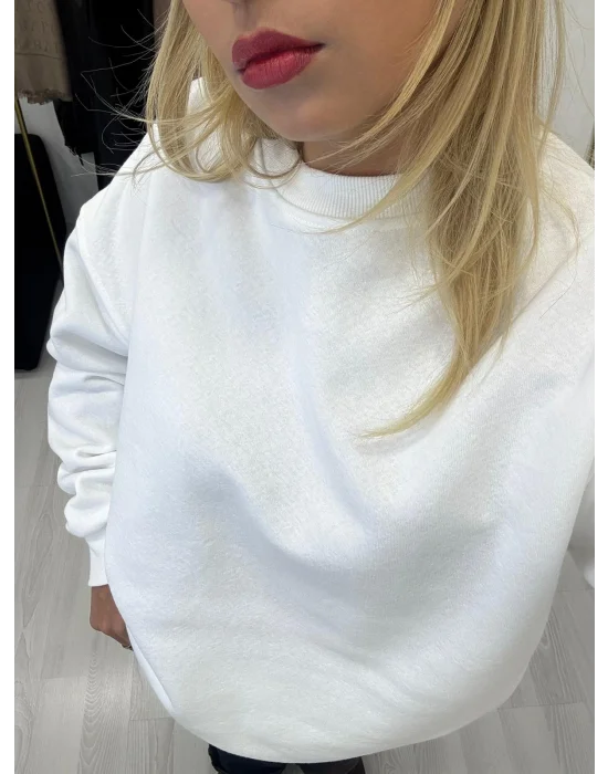 Beyaz Oversize Basic Sweatshirt
