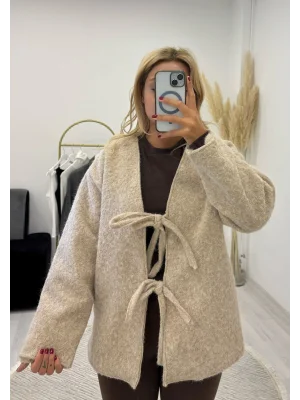 Önü Bağlamalı Yumuşak Dokulu Hırka