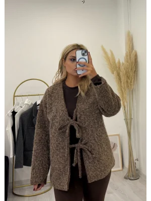 Önü Bağlamalı Yumuşak Dokulu Hırka